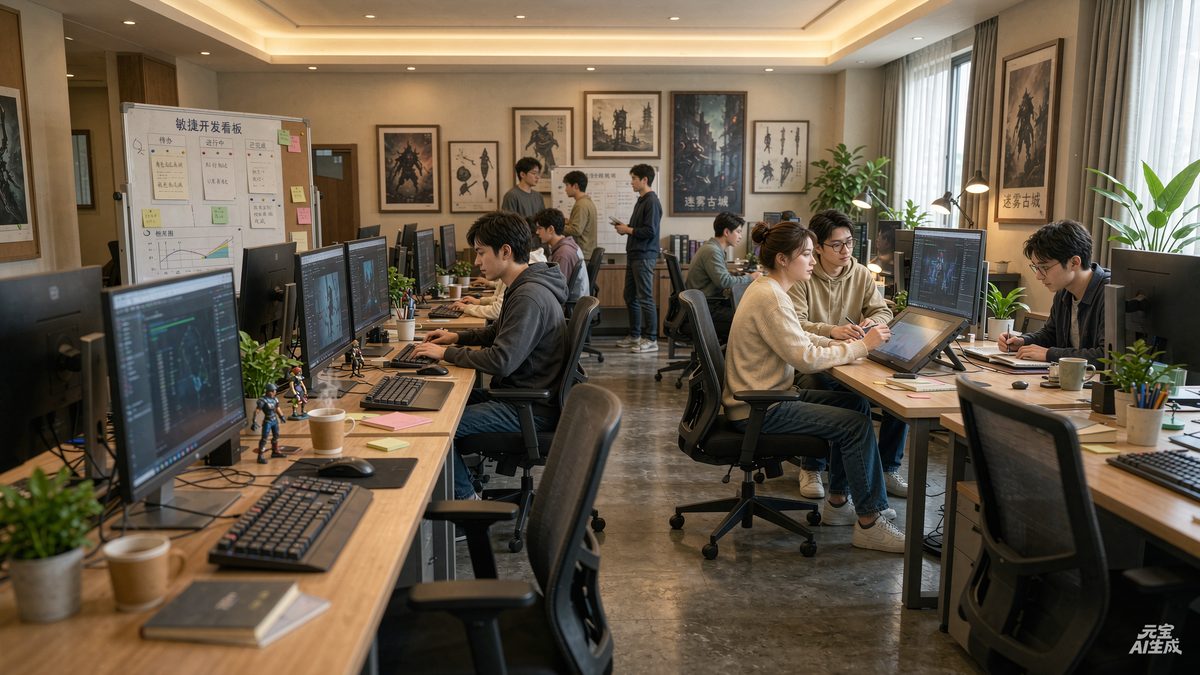 圣淘沙游戏研发工作室程序员与设计协作场景 圣淘沙游戏研发工作室程序员与设计协作场景